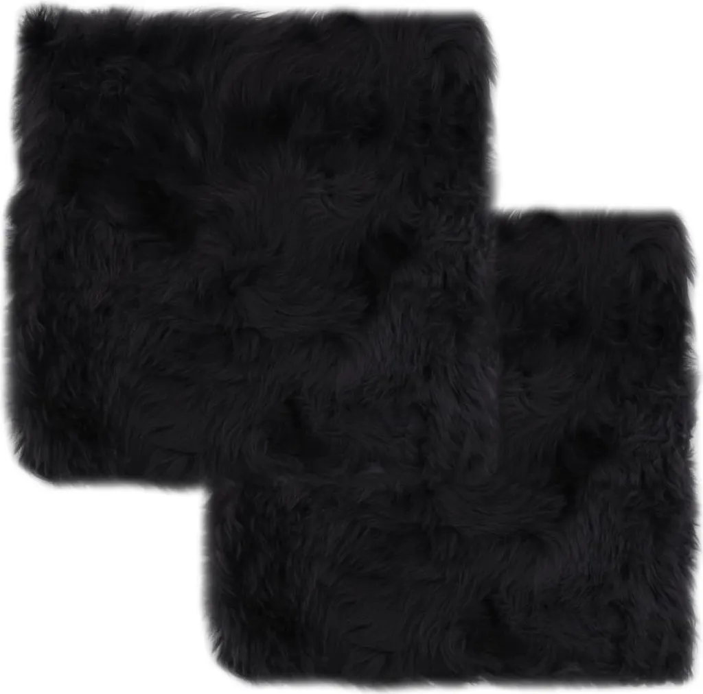 Coussins de chaise lot de 2 Gris foncé Mouton véritable 40x40 cm