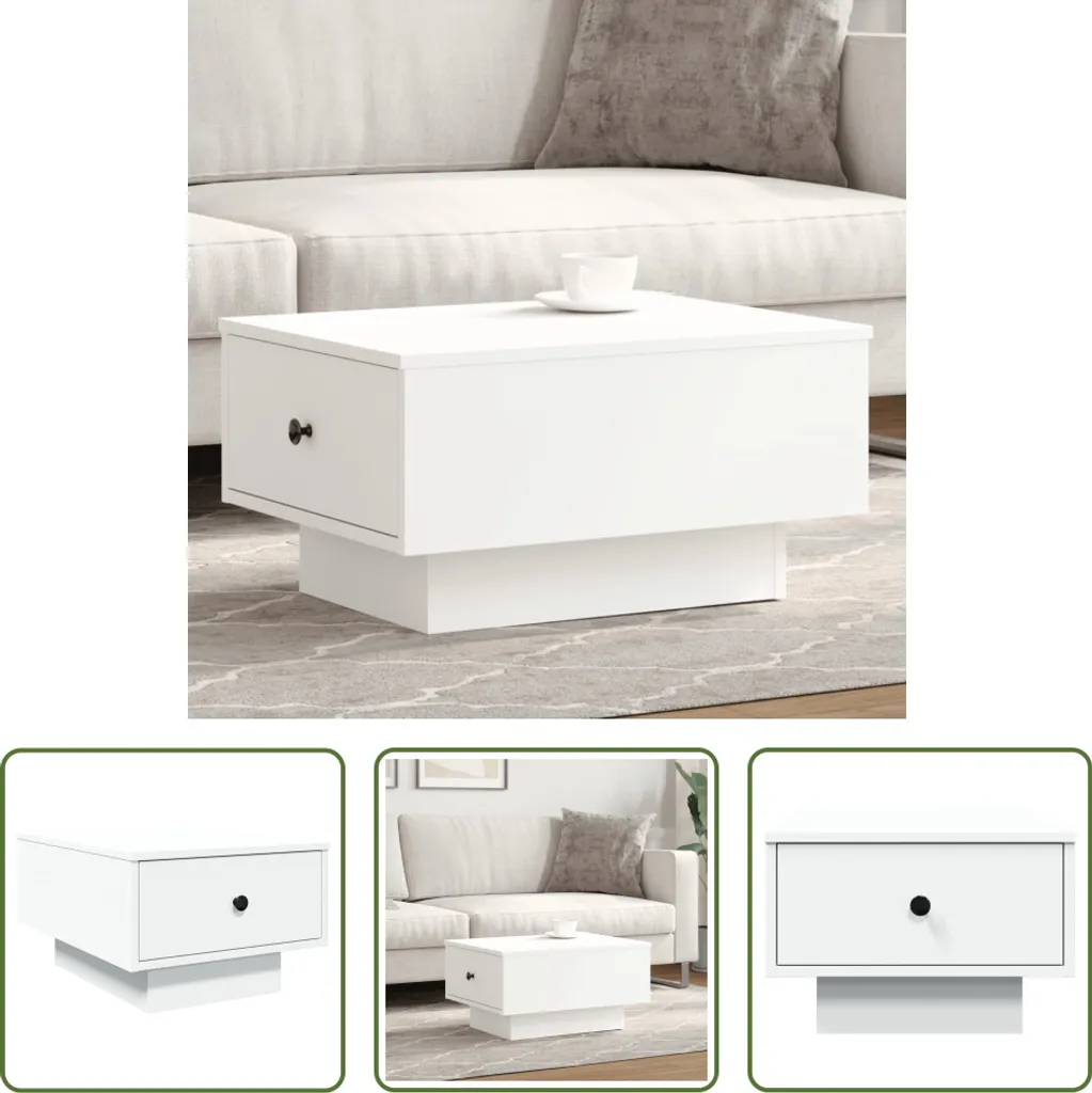 Tavolino Basso Bianco The Living Store per Famiglie | 60x45x31 cm