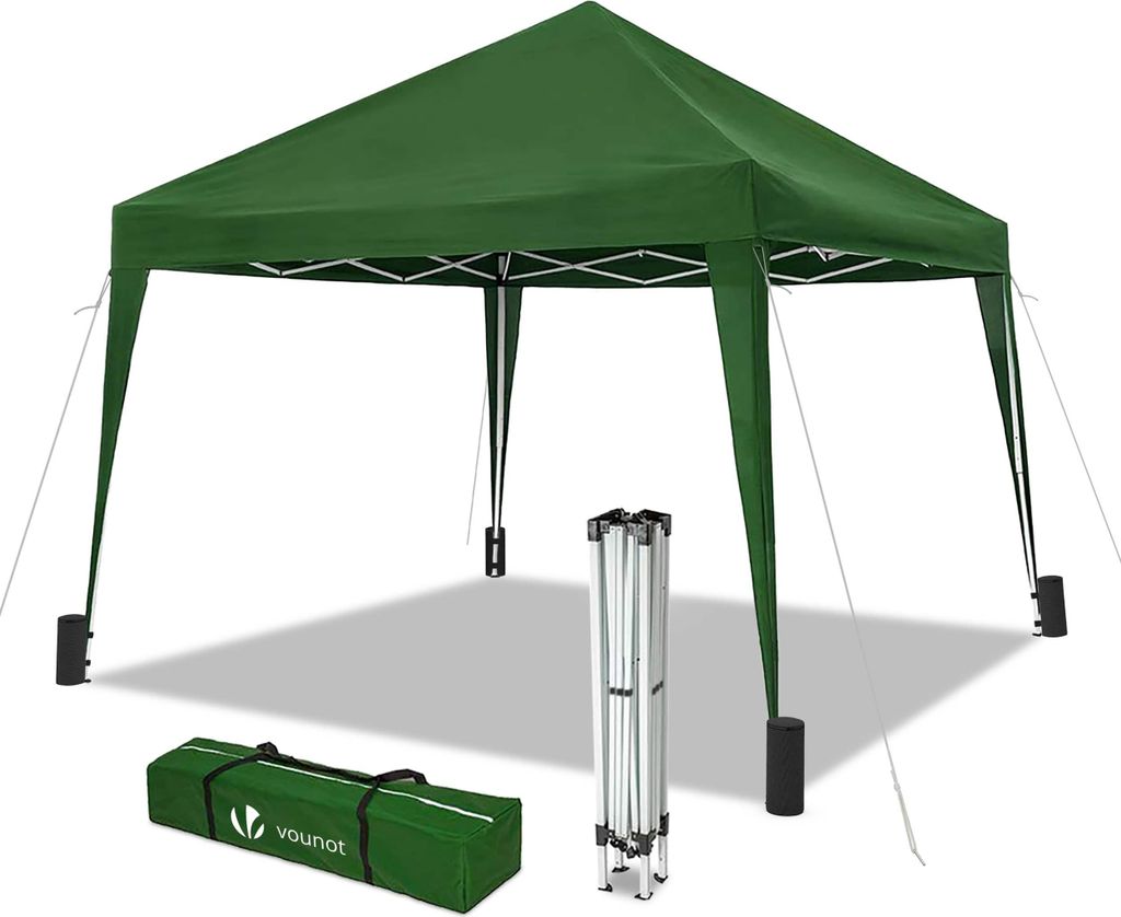 VOUNOT Pavillon 3x3m mit 4 Sandsäcken, Pop Up Faltpavillon, Faltbar Gartenzelt Partyzelt, Grün