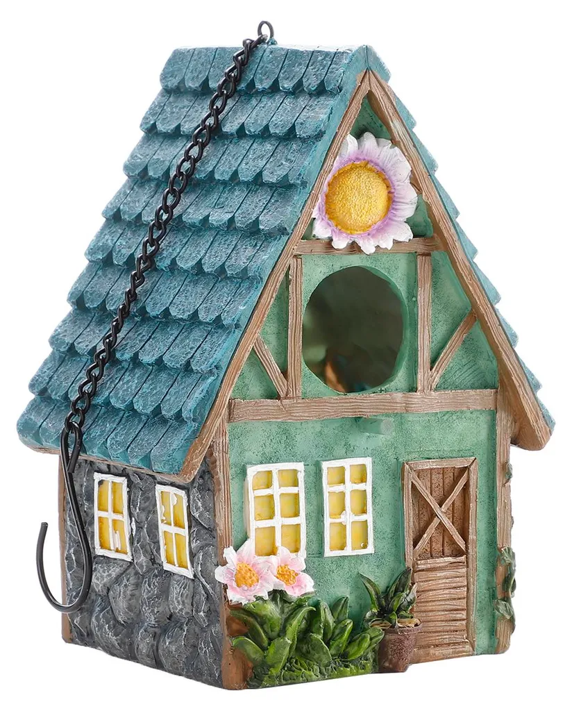 Nid d'oiseau décoratif : nichoir statue en résine pour balcon et parc