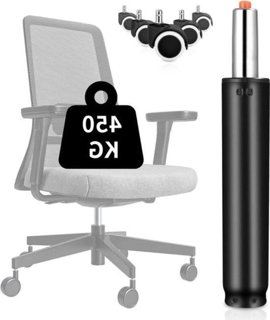 Gasfeder für Bürostuhl – Ersatz-Gasfeder – Größe 310–455 mm – Tragkraft bis 450 kg – Universalrollen für Bürostühle