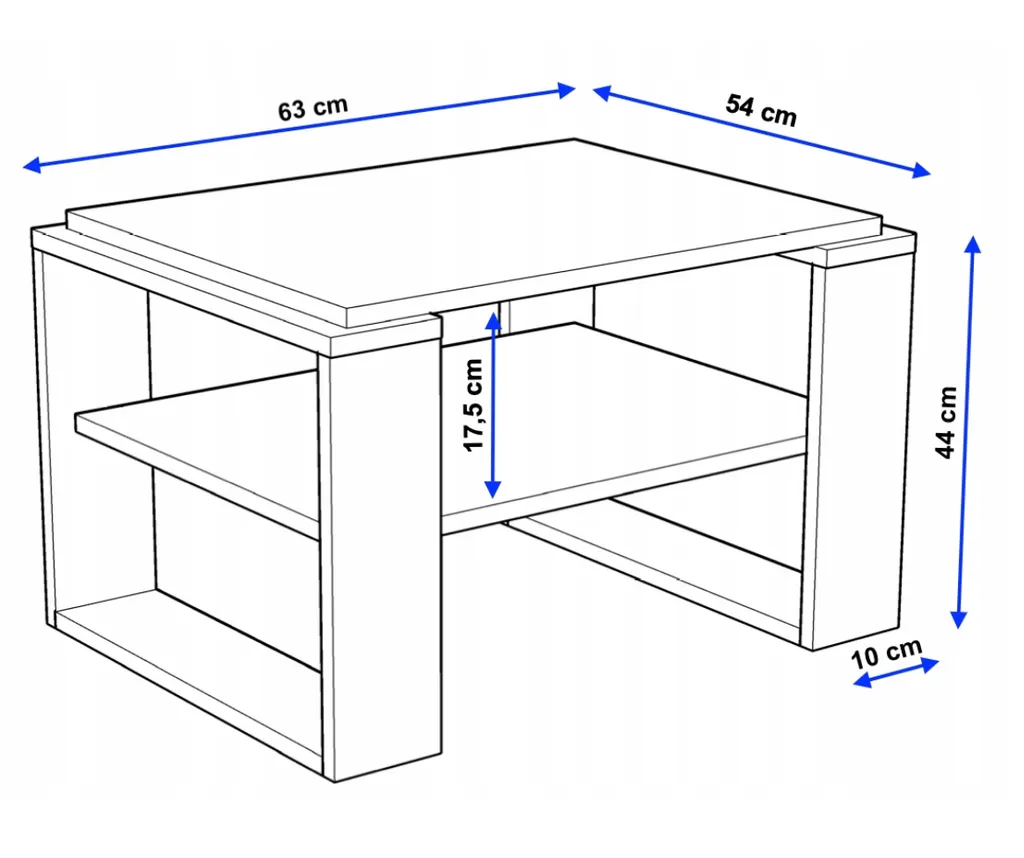 Table basse loft marron en chêne véritable avec plateau résistant