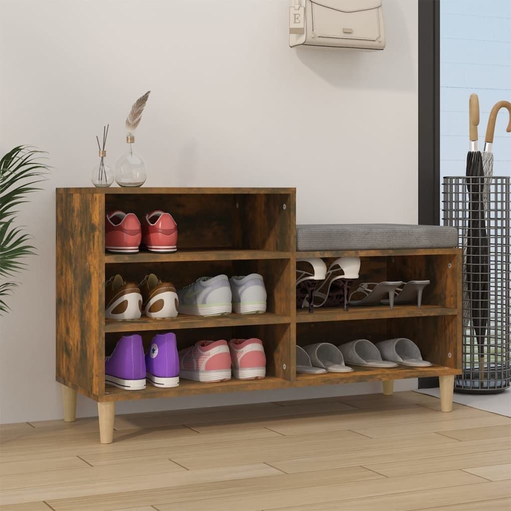 vidaXL Schuhregal Räuchereiche 102x36x60 cm Holzwerkstoff - Schuhregal - Schuhregale - Schuhschrank - Schuhaufbewahrung