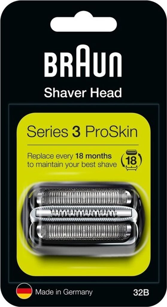 The image shows the packaging of a Braun Series 3 ProSkin shaver head.