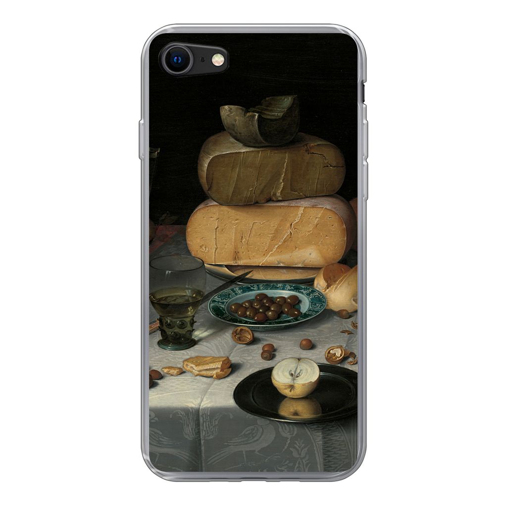 MuchoWow Handyhülle Schutzhülle Hülle für iPhone SE 2020 Stilleben mit Käse - Gemälde von Floris Claesz. van Dijck Silikon Softcase Handy H...