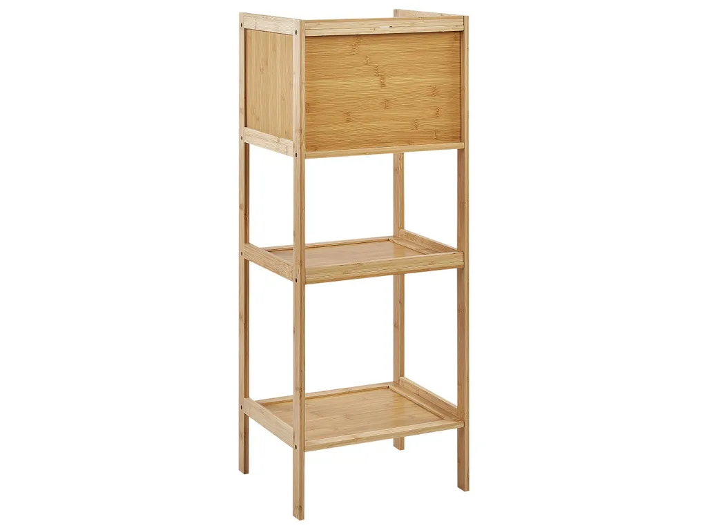 Gagnez de la place en salle de bain avec l'étagère bambou bois clair