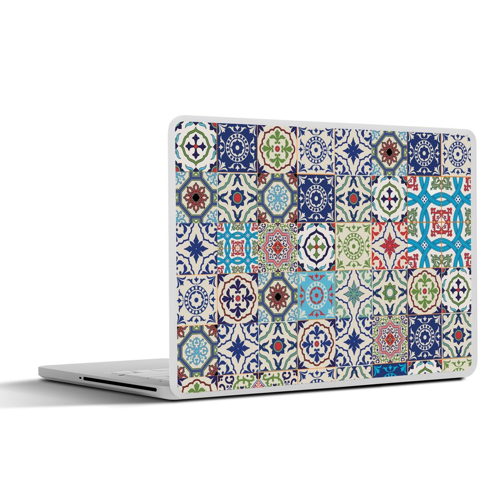 MuchoWow Laptop Aufkleber Sticker Cover Blumen - Muster - Grün - Blau 25x18 cm - Laptop-Deko