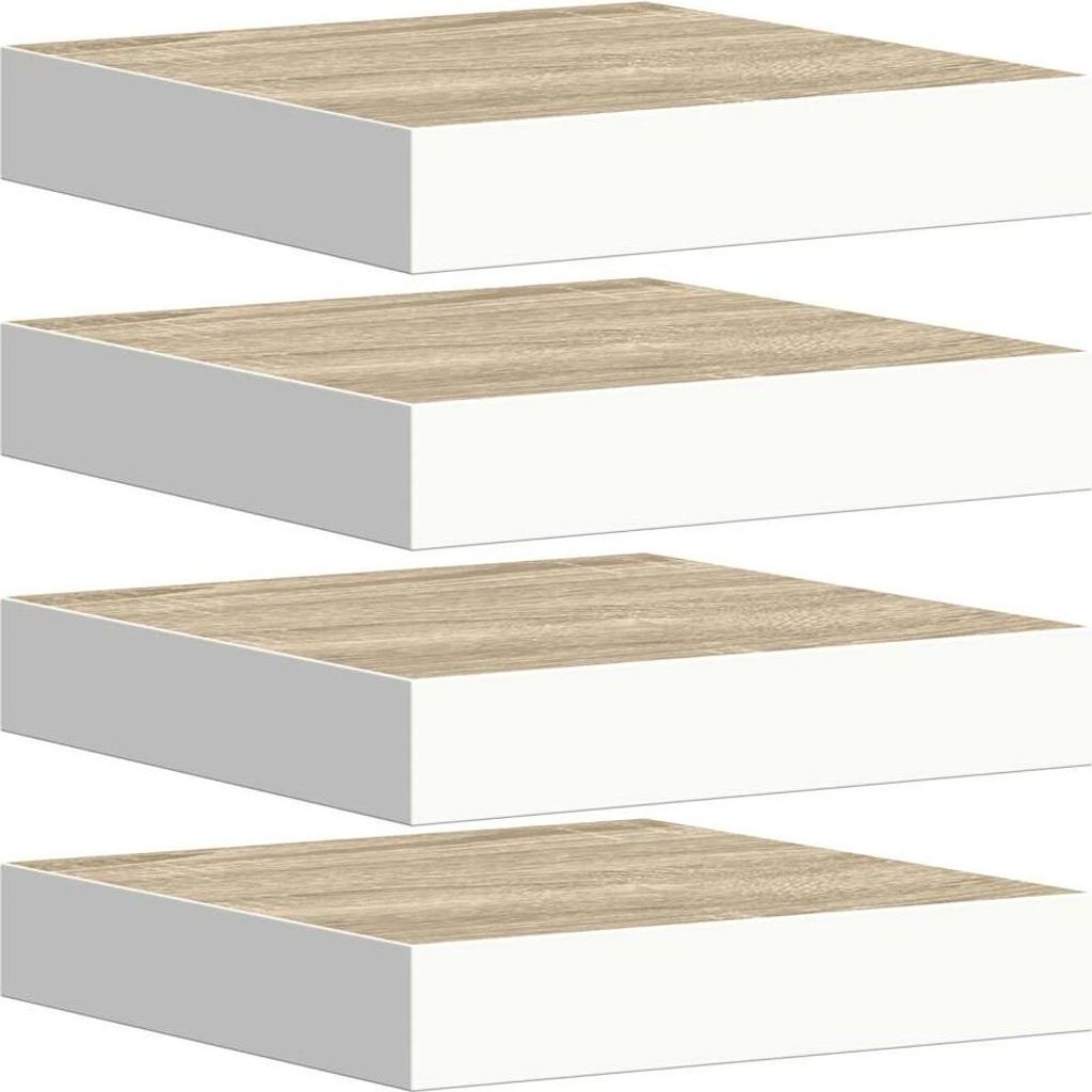 vidaXL Schweberegale 4 Stk. Eichen-Optik und Weiß 23x23,5x3,8 cm MDF