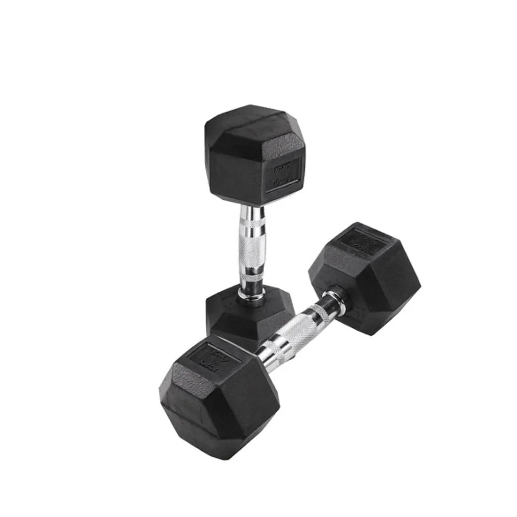 Haltères hexagonaux 2x3 kg noirs en fonte et néoprène pour fitness
