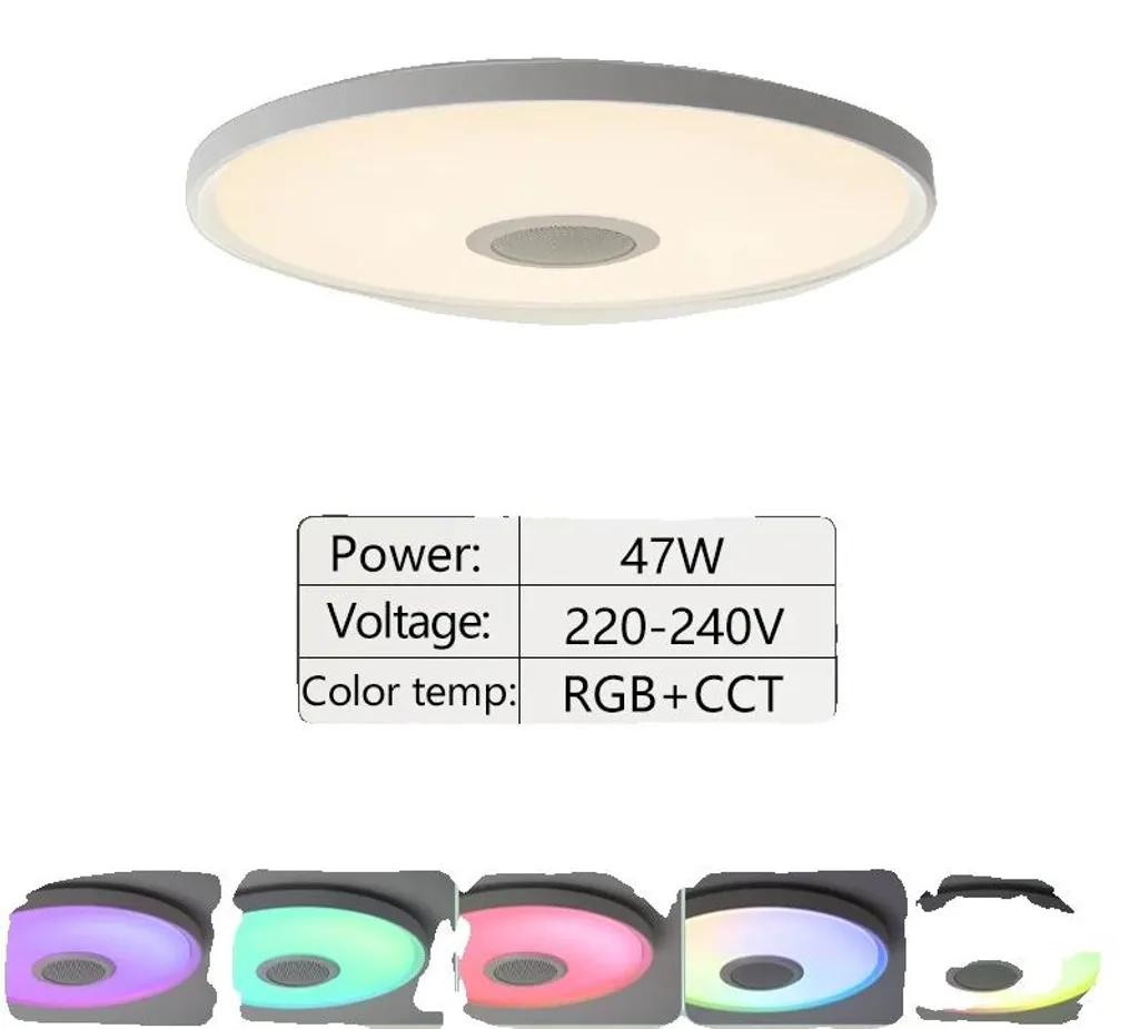 Plafonnier LED intelligent 18 pouces avec haut-parleur Bluetooth intégré