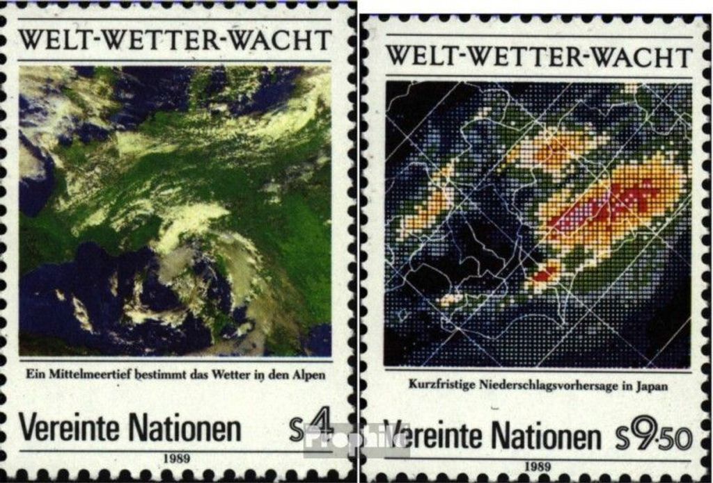 Briefmarken UNO - Wien 1989 Mi 92-93 (kompl.Ausg.) postfrisch Welt-Wetter-Wacht
