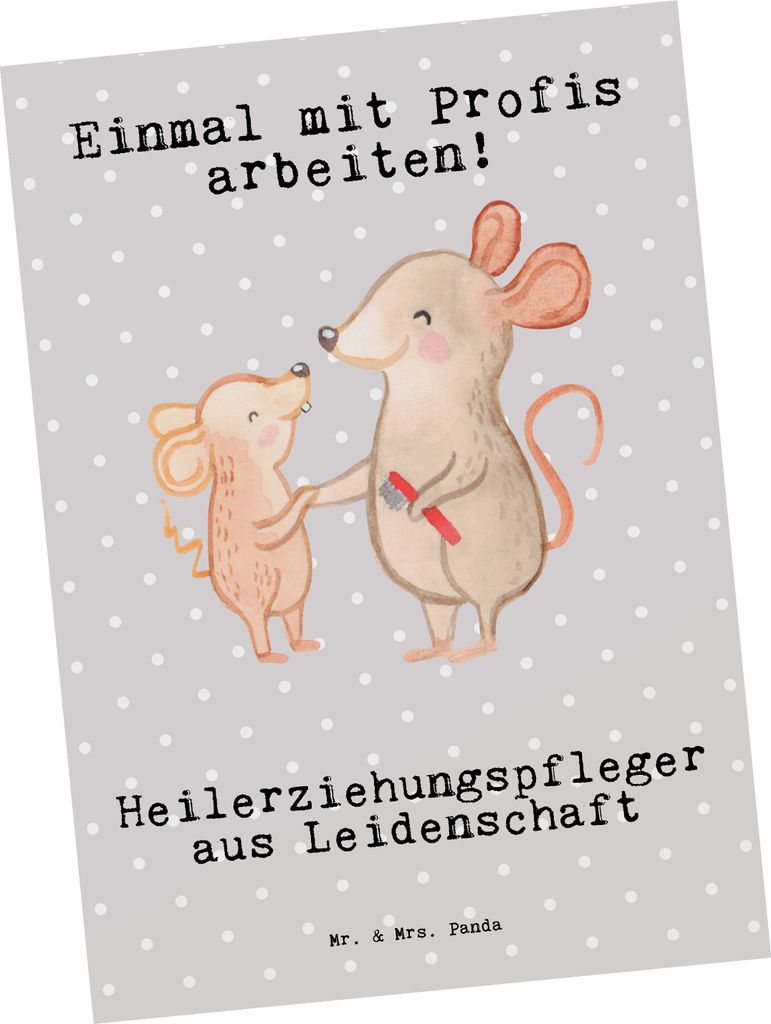 Mr. & Mrs. Panda Postkarte Heilerziehungspfleger Leidenschaft - Grau Pastell - Geschenk, Lustig, Grußkarte, Postkarten, Fotokarte, bildkarte, Ausb...
