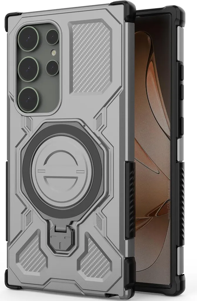 Cover Professionale Samsung S24 Ultra Grigio con Supporto Magnetico - 7