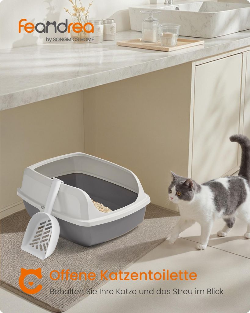 Feandrea Katzenklo mit hohen Seitenwänden, XL, offene Produktbild 