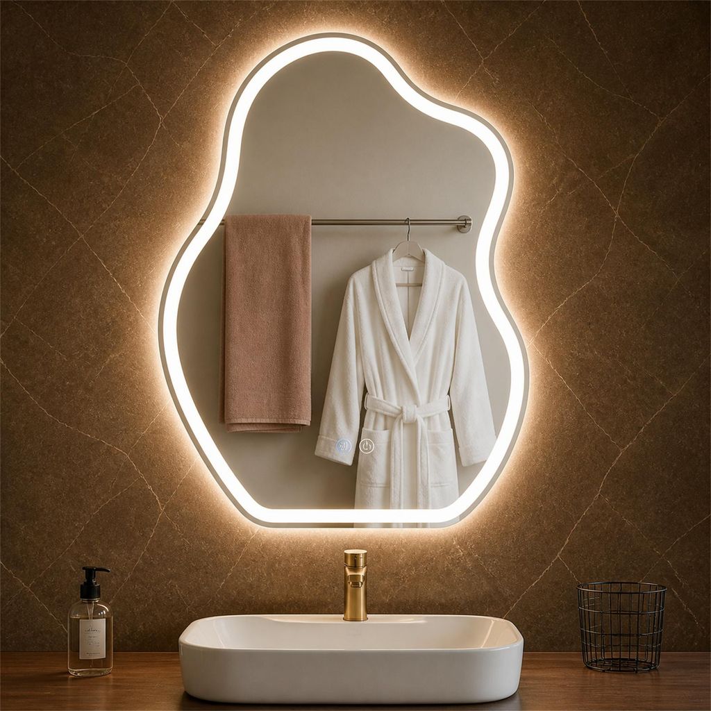 ZMH Spiegel met verlichting, asymmetrisch, LED Productafbeelding 