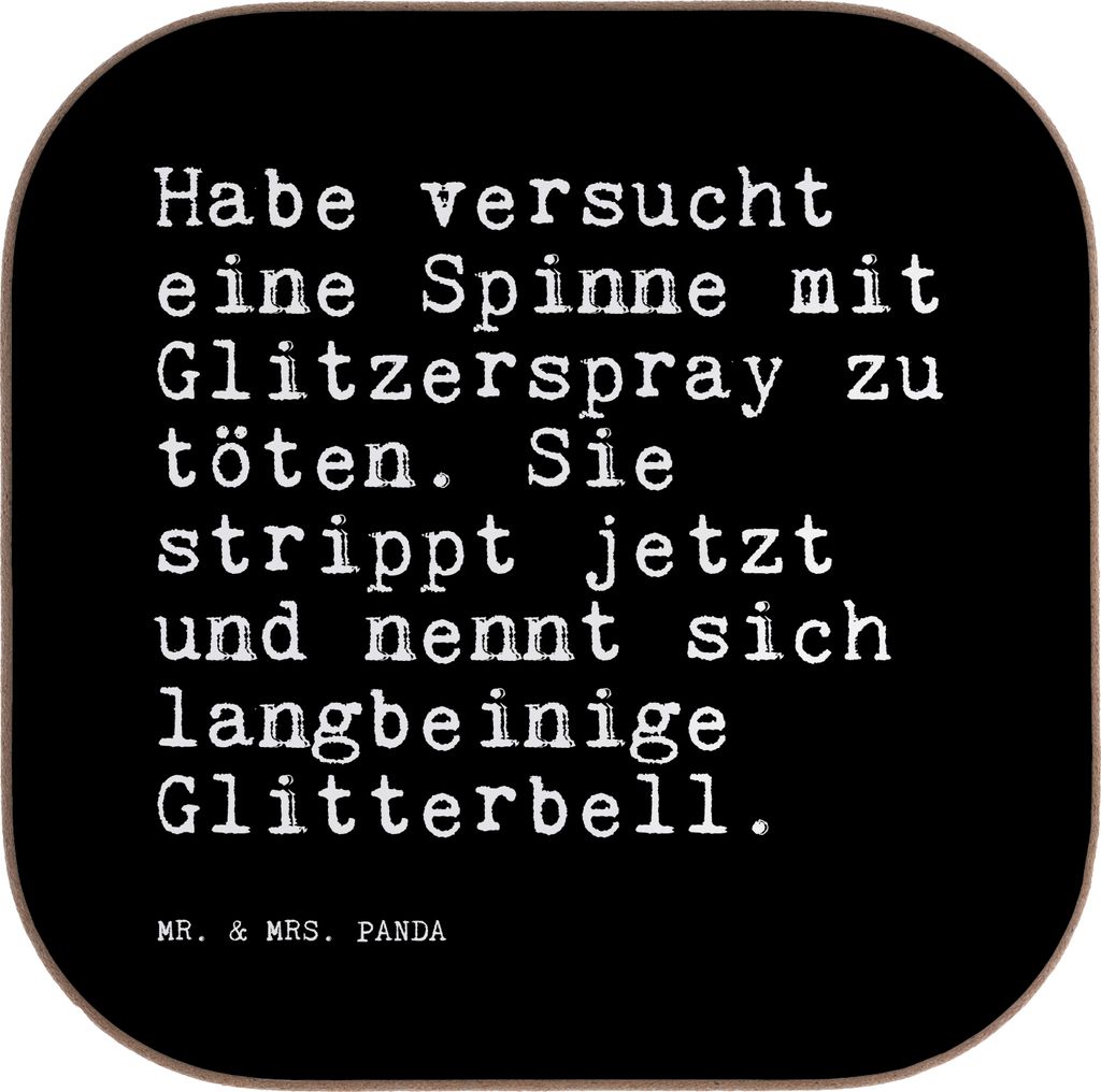 Mr. & Mrs. Panda Untersetzer für Gläser Habe versucht eine Spinne... - Schwarz - Geschenk, Sprüche, Coaster, Freundin, Spruch, Tischschoner, Jun...