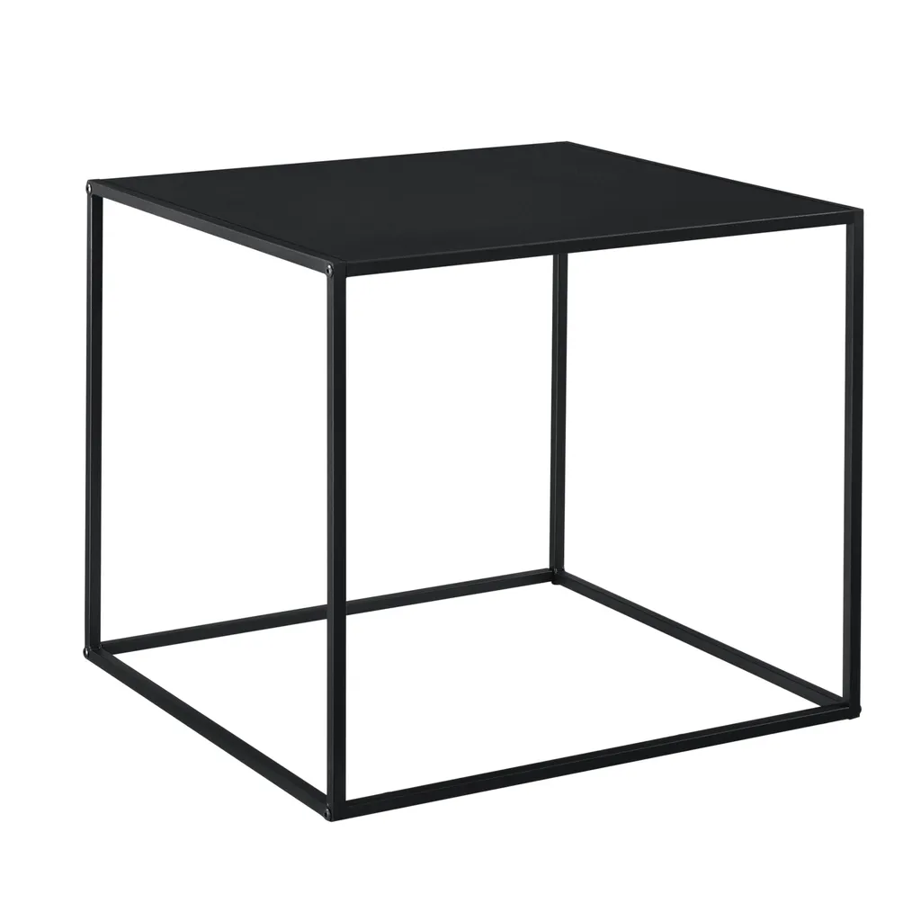 Table d'appoint [en.casa] 50x55x55cm métal noir anti-rayures polyvalente - 2