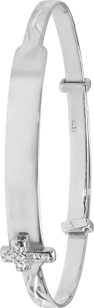 Jonc Bébé Extensible en Argent Fin et Croix en Zirconium TRS17242