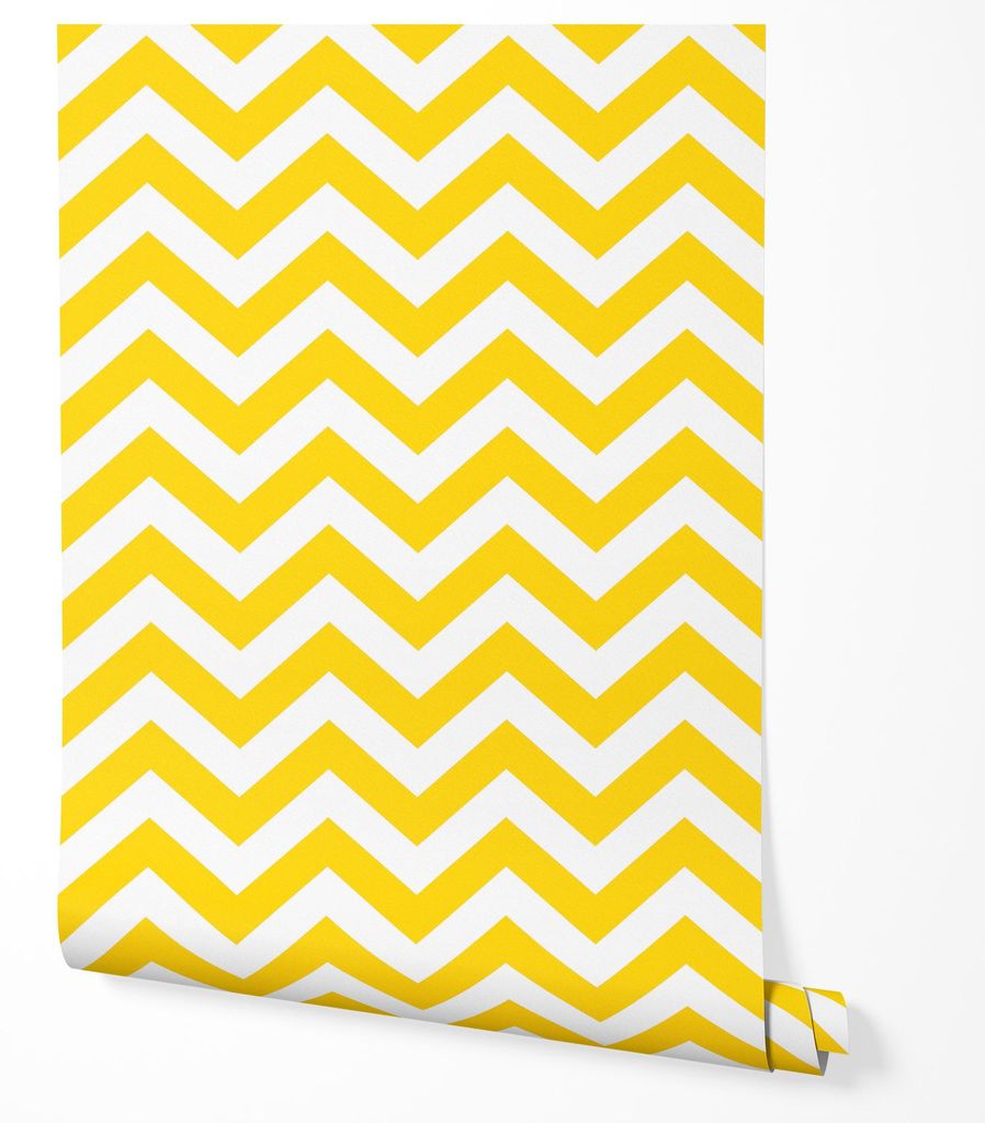 Vliestapete Zickzack Chevron Wohnzimmer 2x2,5 Weiß-Gelb Produktbild 