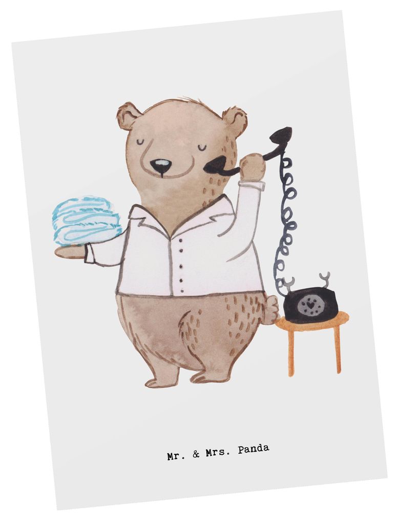 Mr. & Mrs. Panda Postkarte Hotelfachmann Herz - Weiß - Geschenk, Hotelier, Zimmerserive, Urlaub, Ansichtskarten, einzelkarte, Postkarten, Ansichts...