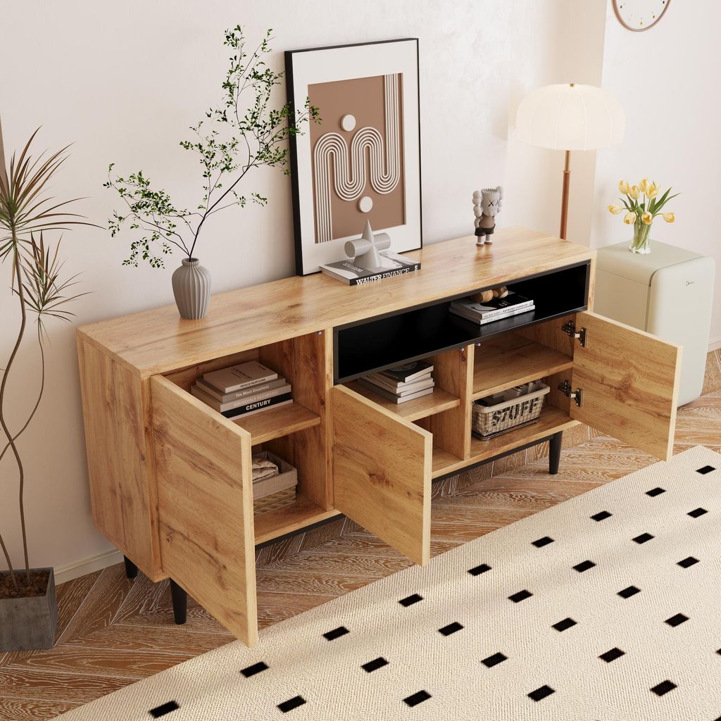 MODFU Buffet Contemporain avec 3 Portes et Tiroirs, Bahut Image du produit 