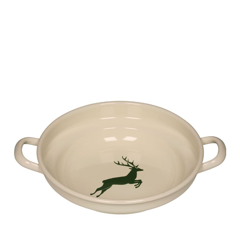 Riess Bauernschüssel flach Ø24cm Hirsch Grün Emaille Produktbild 