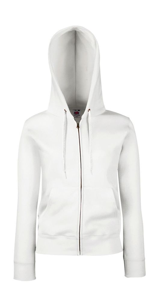 Fruit of the Loom Damen Premium Sweat Jacke Kapuzenpullover Hoodie, Größe:XS (8), Farbe:Weiß