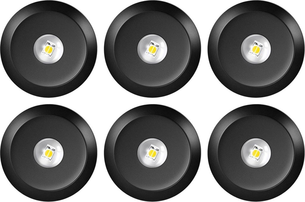 Set von 6 Mini LED Puck-Spotlights mit 1500mAh-Batterie – Drei Farboptionen (Weiß, Gelb, Warmweiß), dimmbare zeitgesteuerte Schrankbeleuchtung,...