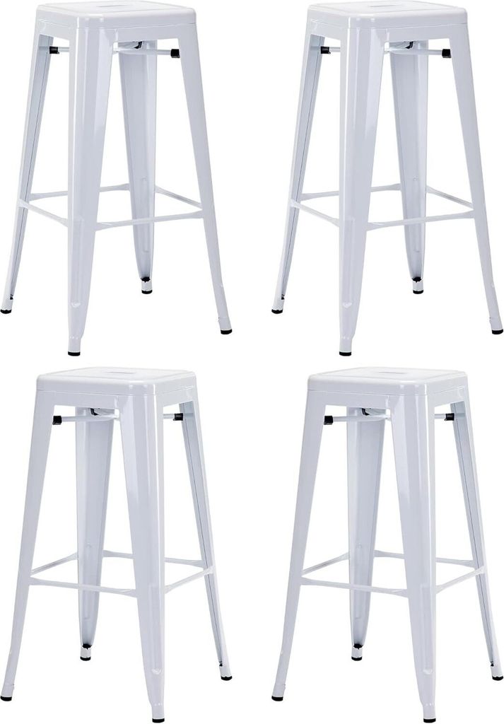 Duhome Barstühle Eisen Barhocker 4er Set, Sitzhöhe 76cm Tresenhocker, Stapelbar Metall Bistrohocker mit Fußstütze im Industry Design, Weiß