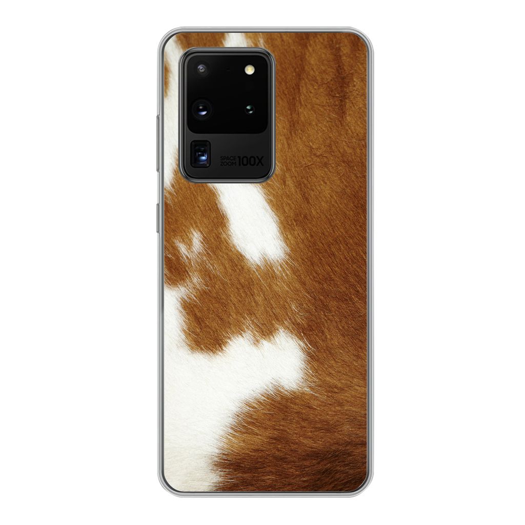 MuchoWow Handyhülle Schutzhülle Hülle für Samsung Galaxy S20 Ultra Eine melierte Kuhhaut Silikon Softcase Handy Hülle - Karteninhaber