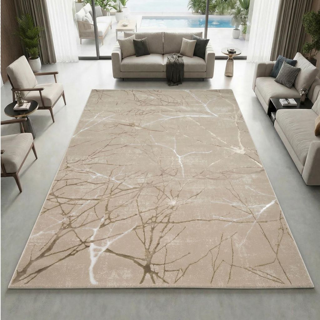Designer Teppich Ästemuster in beige Größe - 200 x 290 cm Produktbild 