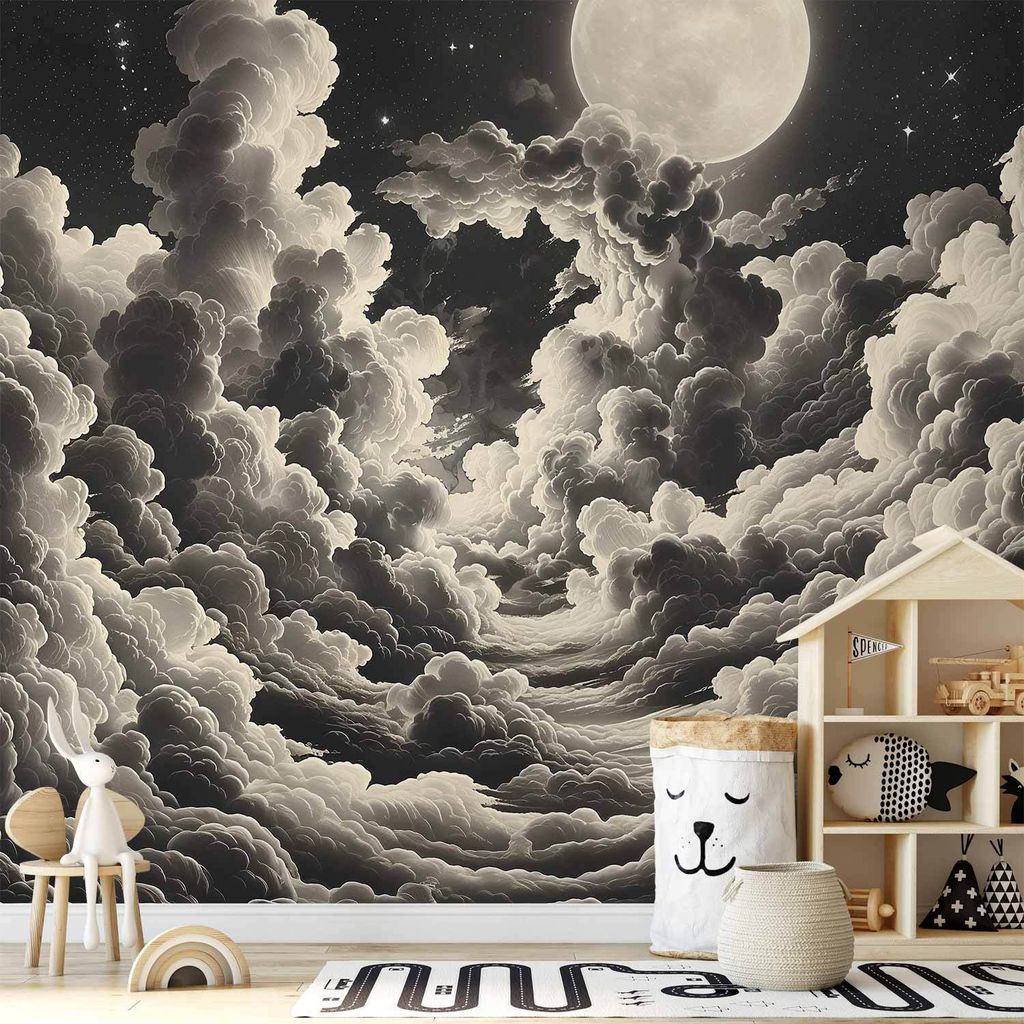 Vlies Fototapete - Moon and Stars Singing Among the Great Clouds 200x140 cm Muster b-H-10059-a-a