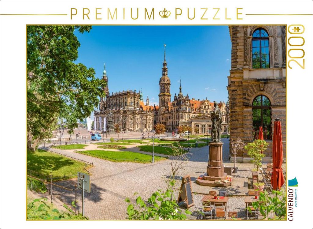 CALVENDO Puzzle Dresden, Theaterplatz und Kathedrale Sanctissimae Trinitatis | 2000 Teile Lege-Größe 90x67cm Foto-Puzzle für glückliche Stunden