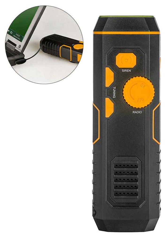 Dynamo Kurbelradio mit FM-Radio, Taschenlampe, 120 dB Sirene und USB-Ladefunktion für Notfälle und Outdoor