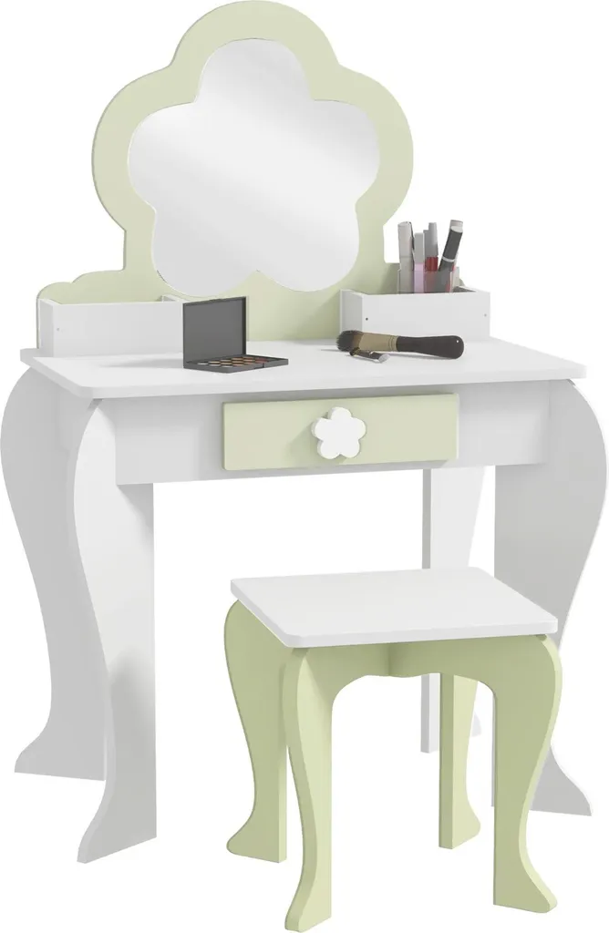 Coiffeuse pour enfants avec miroir et tabouret blanc 55x34x87,5 cm