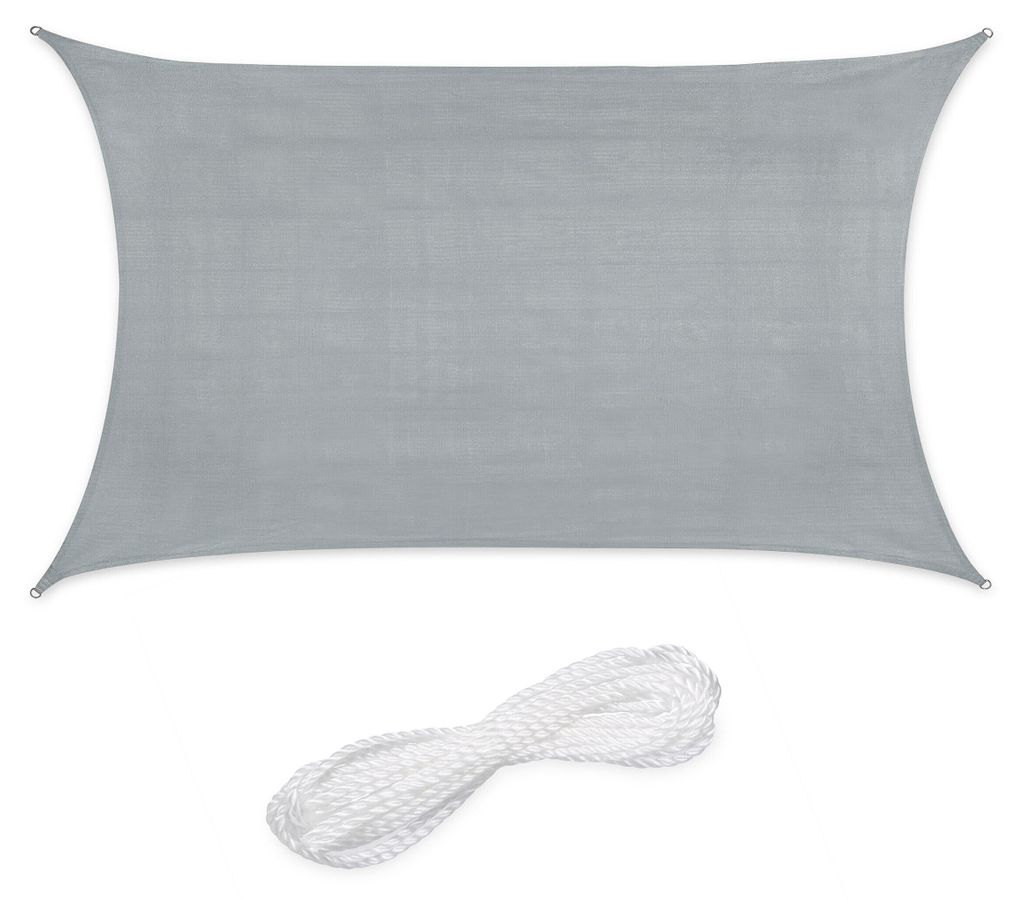 Relaxdays Rechthoekig zonnescherm, HDPE, grijs Productafbeelding 