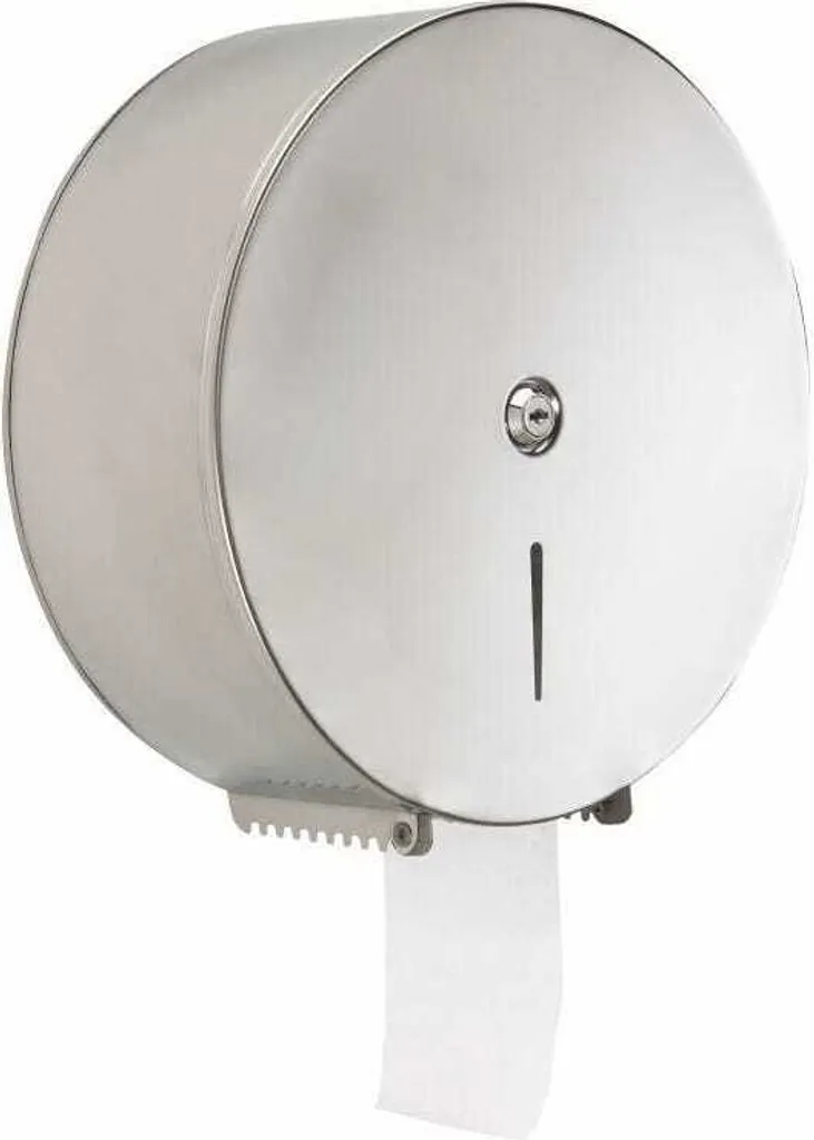 Distributore di rotoli di carta igienica max 31cm con serratura di sicurezza acciaio inox cromato lucido