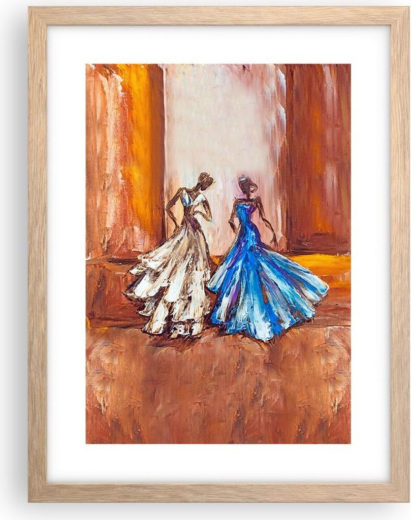 Gerahmtes Poster - Rahmen in heller Eiche - Frauen Kleider Öl - 30x40 cm - Wand Bild - Wanddeko - Wandbilder - Wandposter - Bilderrahmen - Bilder ...
