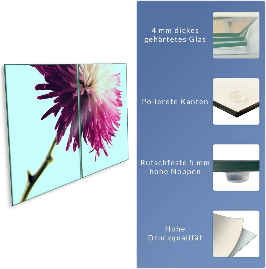 Piastra di copertura per piano cottura in ceramica 2 pezzi 2x40x52 fiori viola copertura alzatina - 8