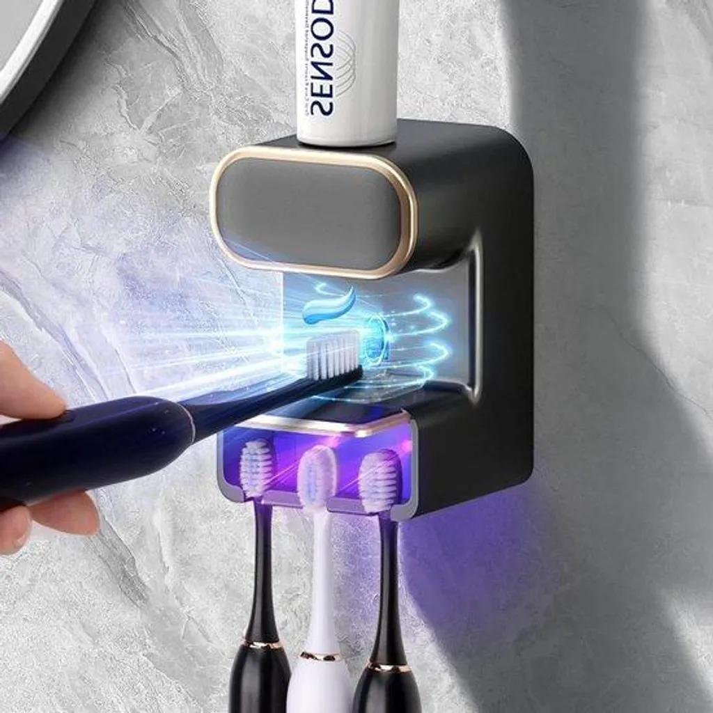 Distributeur de dentifrice noir étanche - Design minimaliste et sobre