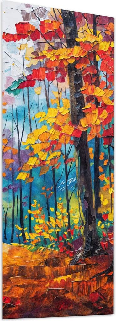 Glasbild 40x100cm in XXL für Wohnzimmer, Schlafzimmer Motiv Herbstwald Pfad