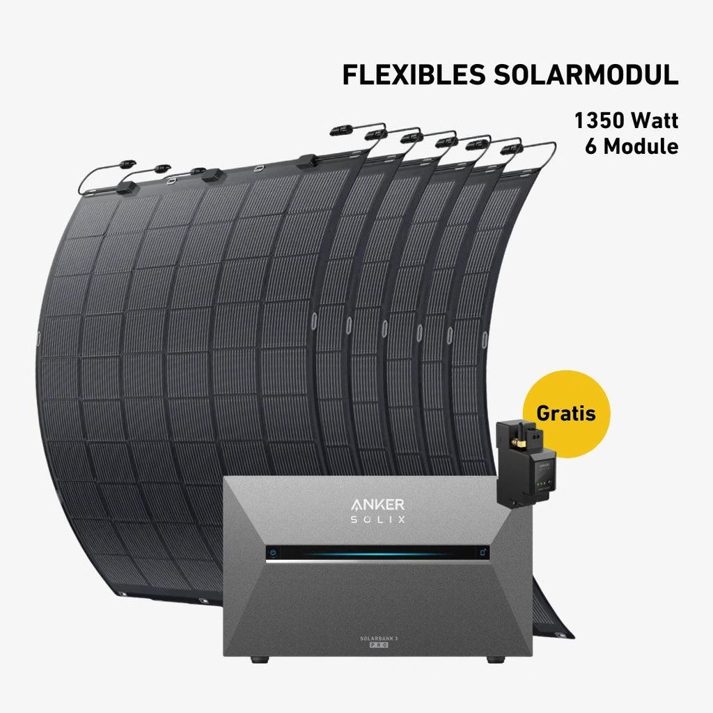 1350 Watt, Komplettset mit flexiblen Modulen, Balkonkraftwerk, Anker 3 Pro