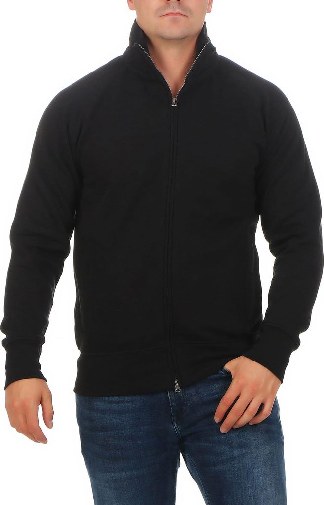 Mivaro Herren Sweatjacke mit Stehkragen aus Baumwolle mit Fleece innen Regular Fit Zwei Wege Reißverschluss Jacke warm bequem für Arbeit Freizeit...