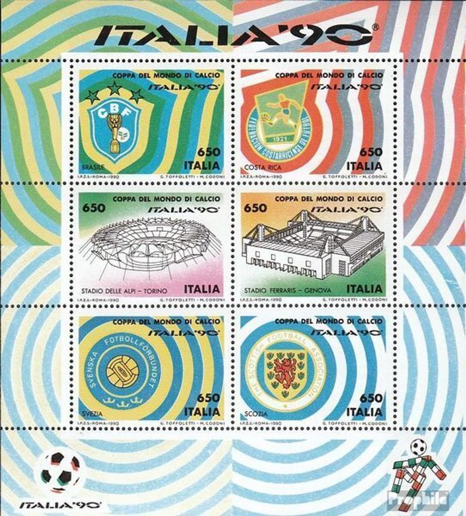 Briefmarken Italien 1990 Mi Block5 (kompl.Ausg.) gestempelt Fußball-WM 90, Italien