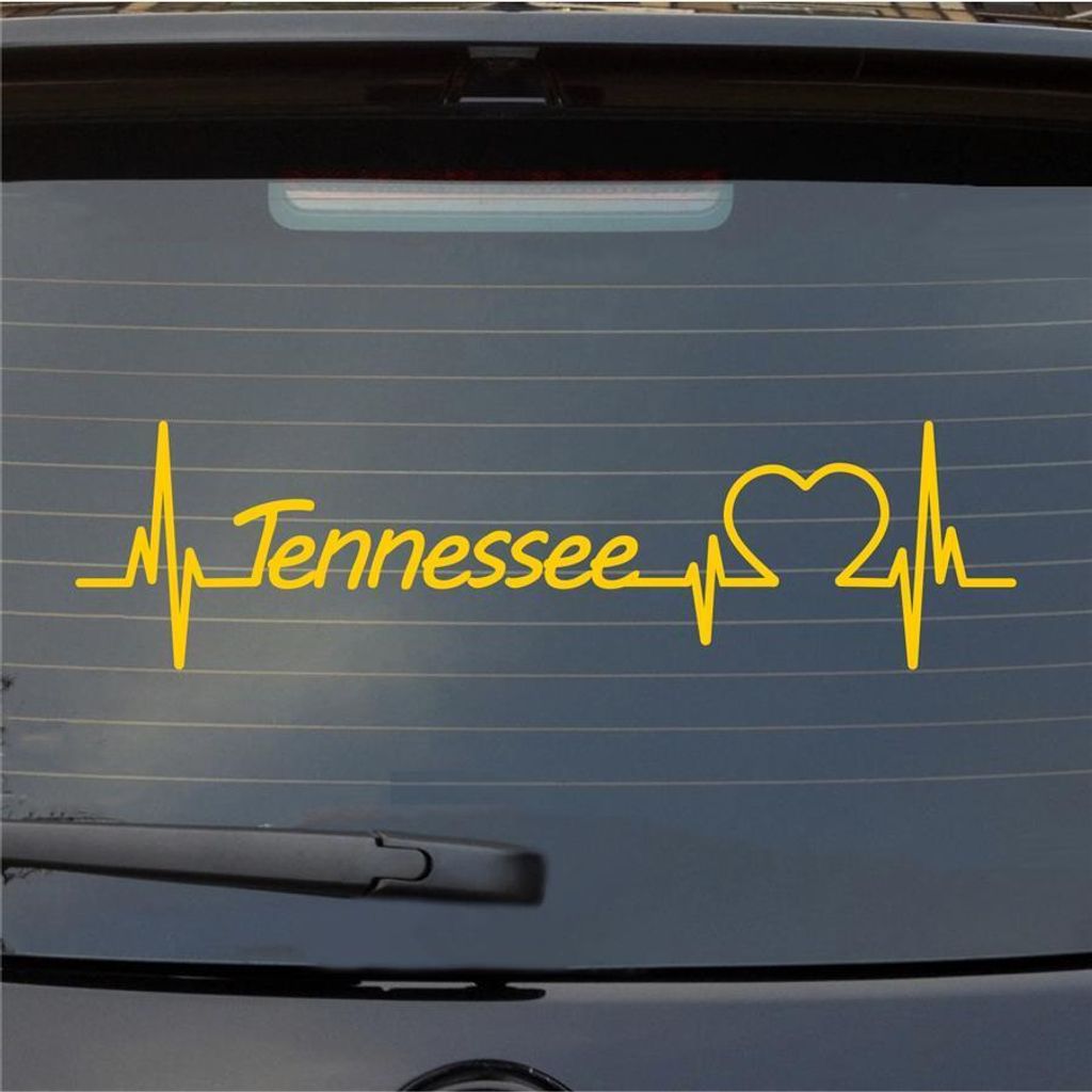 Heckscheibenaufkleber Tennessee Herzschlag Puls Staat USA Liebe 55x14 cm Gelb Auto Aufkleber Sticker