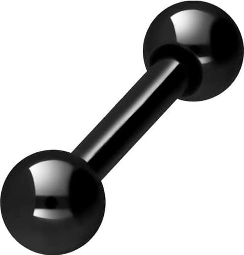 Zungenpiercing, Intim-Piercing Titan Barbell Schwarz Stablänge: 7mm + Stabstärke: 1,2mm + Kugelgröße: 3mm