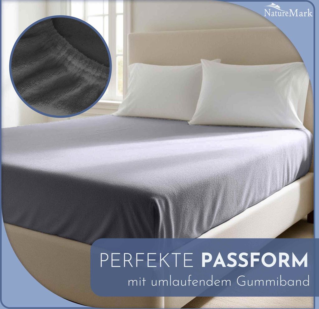 Frottee Spannbettlaken Spannbetttuch, 140x200 cm, Anthrazit Produktbild 3