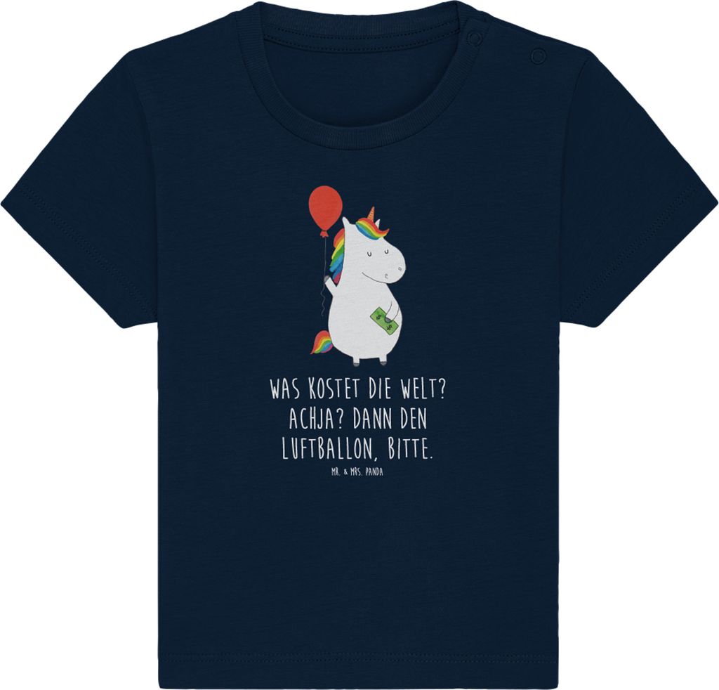 Mr. & Mrs. Panda Babyshirt Einhorn Luftballon 6. - 12. Monat - French Navy - Geschenk, Einhörner, Unicorn, Baby Jerseyshirt, Geld, T-Shirt, Shirt,...