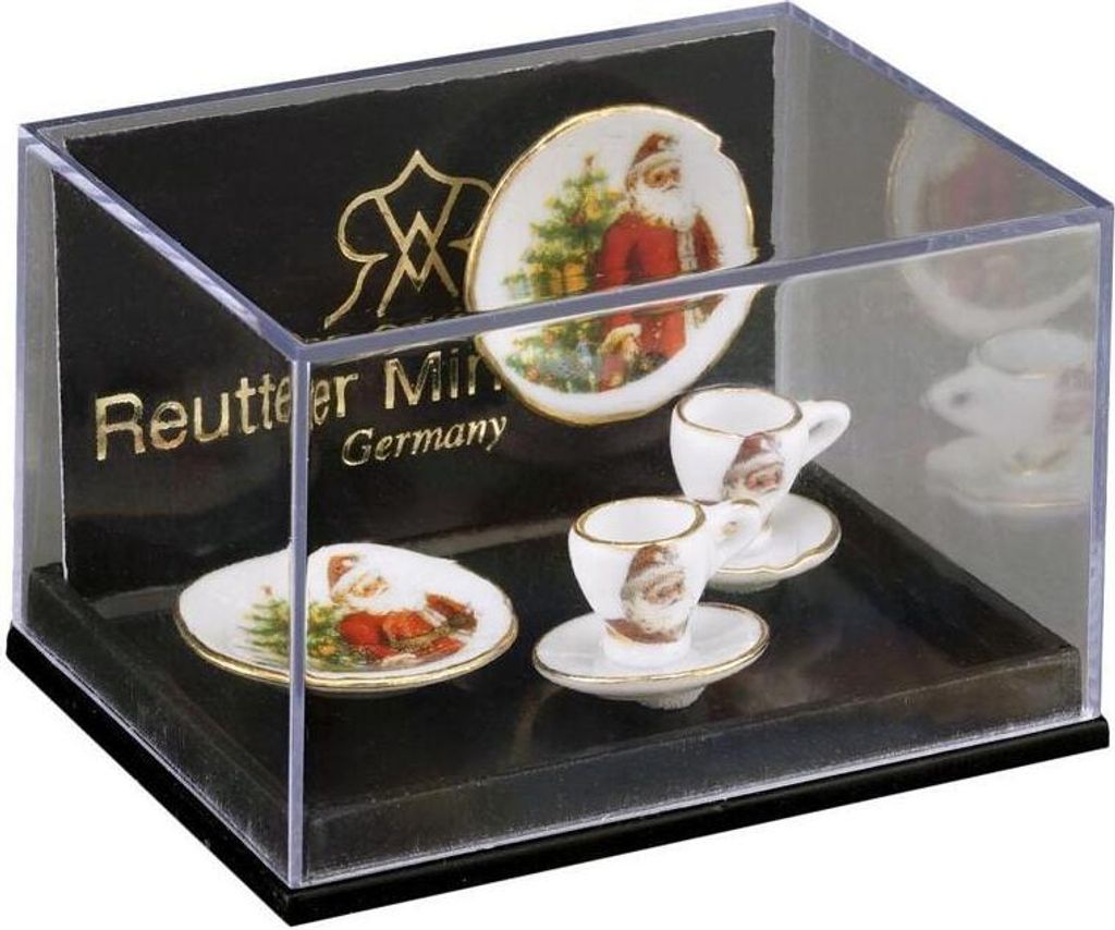 Miniatur Kaffeeservice 2er Set Weihnachtsmann Porzellan 24k Gold
