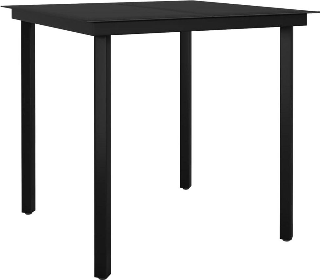 vidaXL Garten-Esstisch Schwarz 80x80x74 cm Stahl und Glas